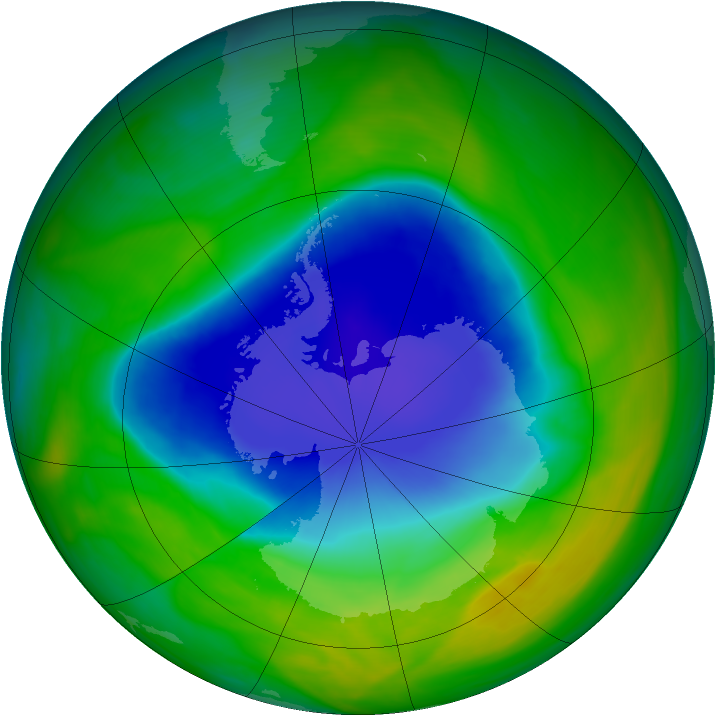 Antarctic ozone map for 20 November 2007